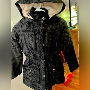 Girls jacket - puffer style with faux fur lining. Size 14 large .